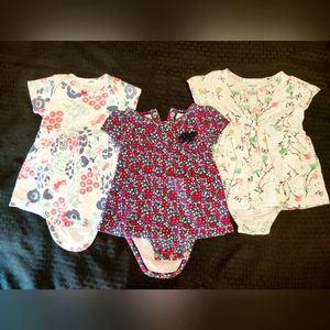 3 baby onesie dresses, size 6m